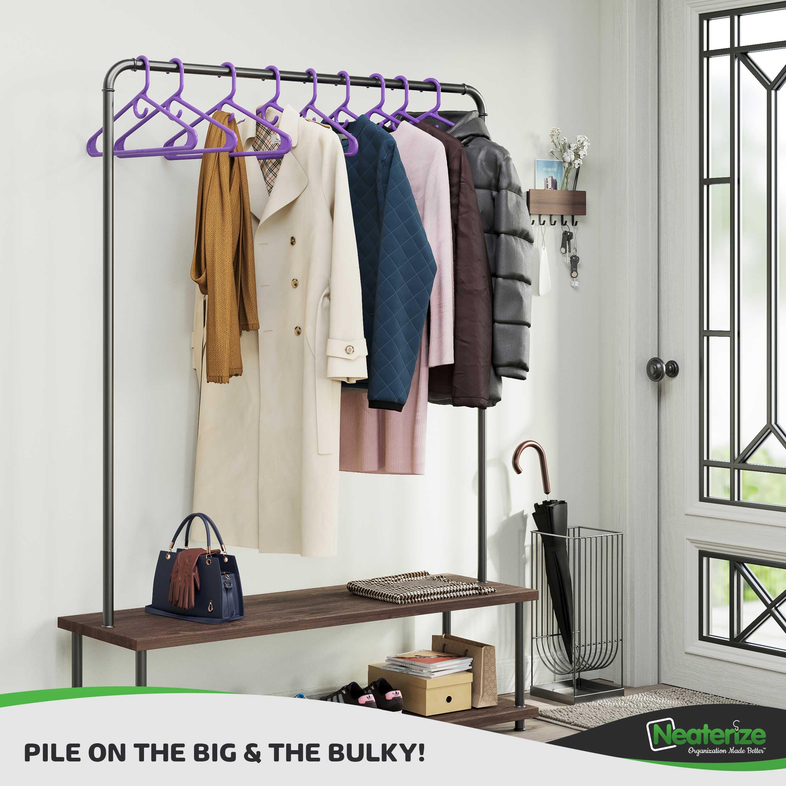 Ultra Heavy Duty Plastic Clothes Hangers - Purple - Durable Coat, Suit And Clothes Hanger. Perchas De Ropa (12 Pack - Purple)